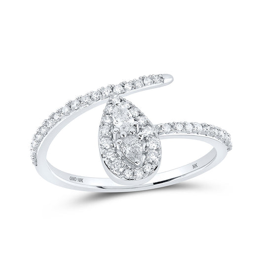 10K Yellow Or White Gold  Womens Pear Diamond Teardrop Ring 3/8 Cttw, Womens Size: 5-10