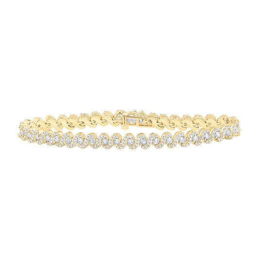 10K Yellow Gold Womens Round Diamond Fashion Bracelet 3-1/3 Cttw