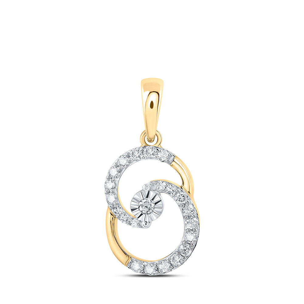 10K Yellow Gold Womens Round Diamond Fashion Pendant 1/4 Cttw