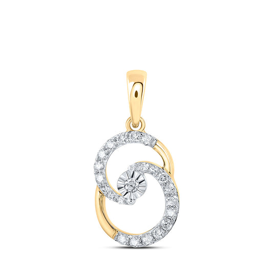 10K Yellow Gold Womens Round Diamond Fashion Pendant 1/4 Cttw