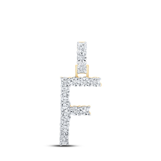 10K Yellow Gold Womens Round Diamond Initial Letter Pendant
