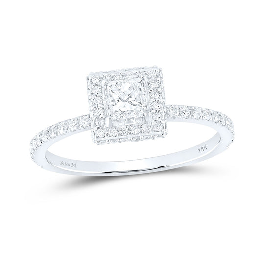 14K White Gold Princess Diamond Halo Bridal Wedding Engagement Ring 7/8 Cttw, Womens Size: 5-10