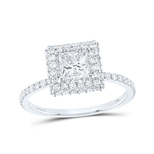 14K White Gold Princess Diamond Halo Bridal Wedding Engagement Ring 1-5/8 Cttw, Womens Size: 5-10