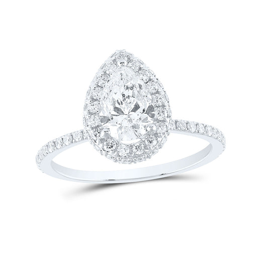 14K White Gold Pear Diamond Halo Bridal Wedding Engagement Ring 1-5/8 Cttw, Womens Size: 5-10