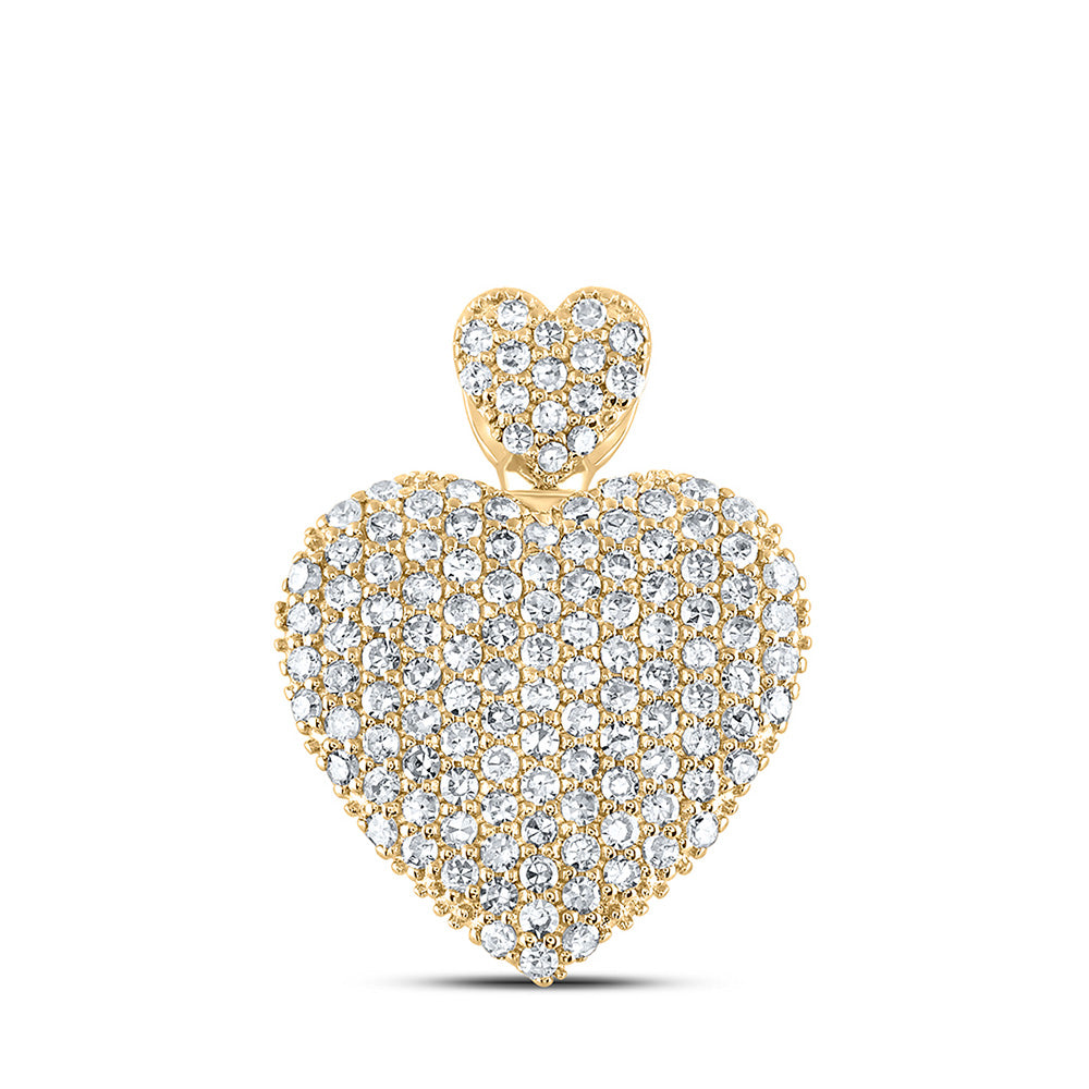 10K Yellow Or White Or Rose Gold Womens Round Diamond Heart Pendant