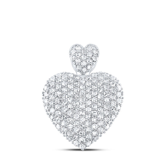 10K Yellow Or White Or Rose Gold Womens Round Diamond Heart Pendant