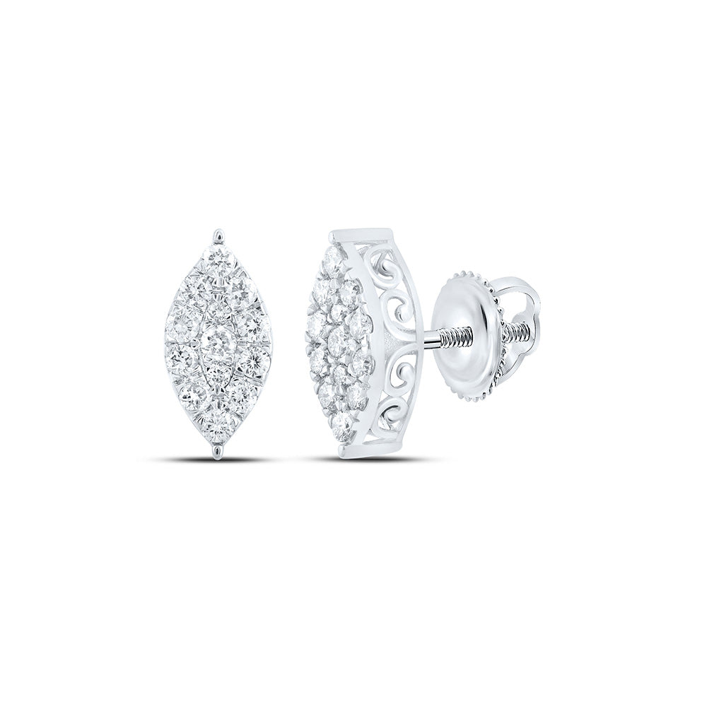10K White Or Yellow Gold Womens Round Diamond Cluster Earrings