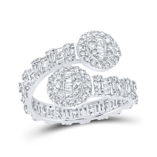 10K White Or Yellow Gold Womens Baguette Diamond Circle Cuff Band Ring , Womens Size: 5-10