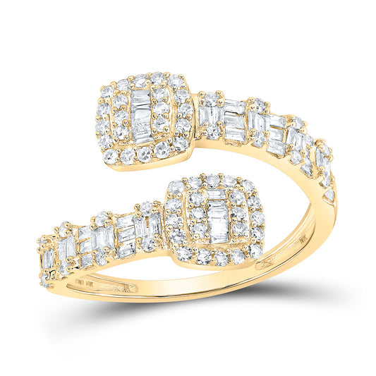 10K Yellow Or White Or Rose Gold Womens Round Diamond Cushion Cuff Band Ring , Womens Size: 5-10