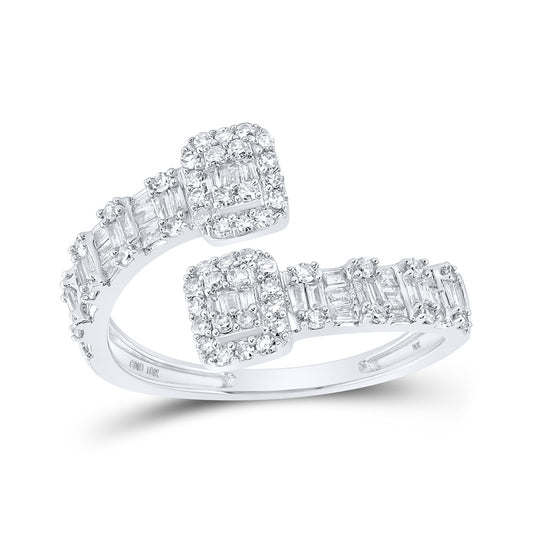 10K Rose Or White Gold  Womens Round Diamond Square Cuff Band Ring 1/2 Cttw, Womens Size: 5-10