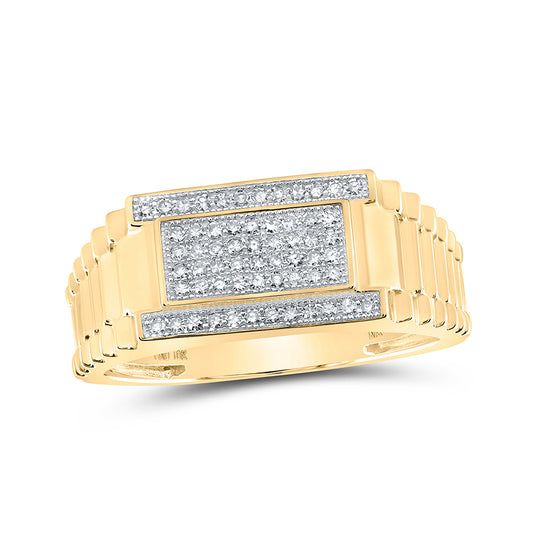 10K Yellow Gold Mens Round Diamond Band Ring 1/4 Cttw, Mens Size: 7-13