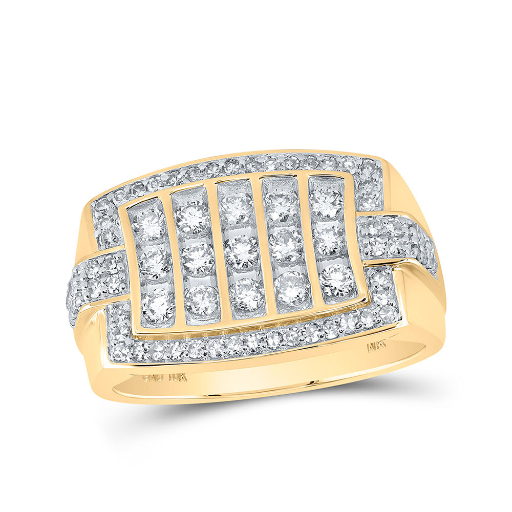 10K Yellow Gold Mens Round Diamond Band Ring 1 Cttw, Mens Size: 7-13