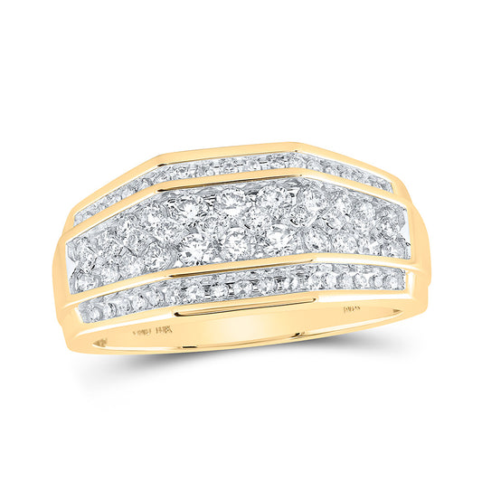 10K Yellow Gold Mens Round Diamond Band Ring 1 Cttw, Mens Size: 7-13