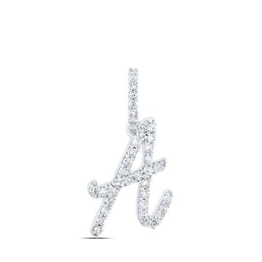 10K Yellow Or White Or Rose Gold Womens Round Diamond A Initial Letter Pendant