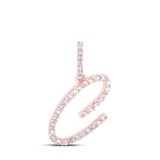 10K Yellow Or White Or Rose Gold Womens Round Diamond C Initial Letter Pendant