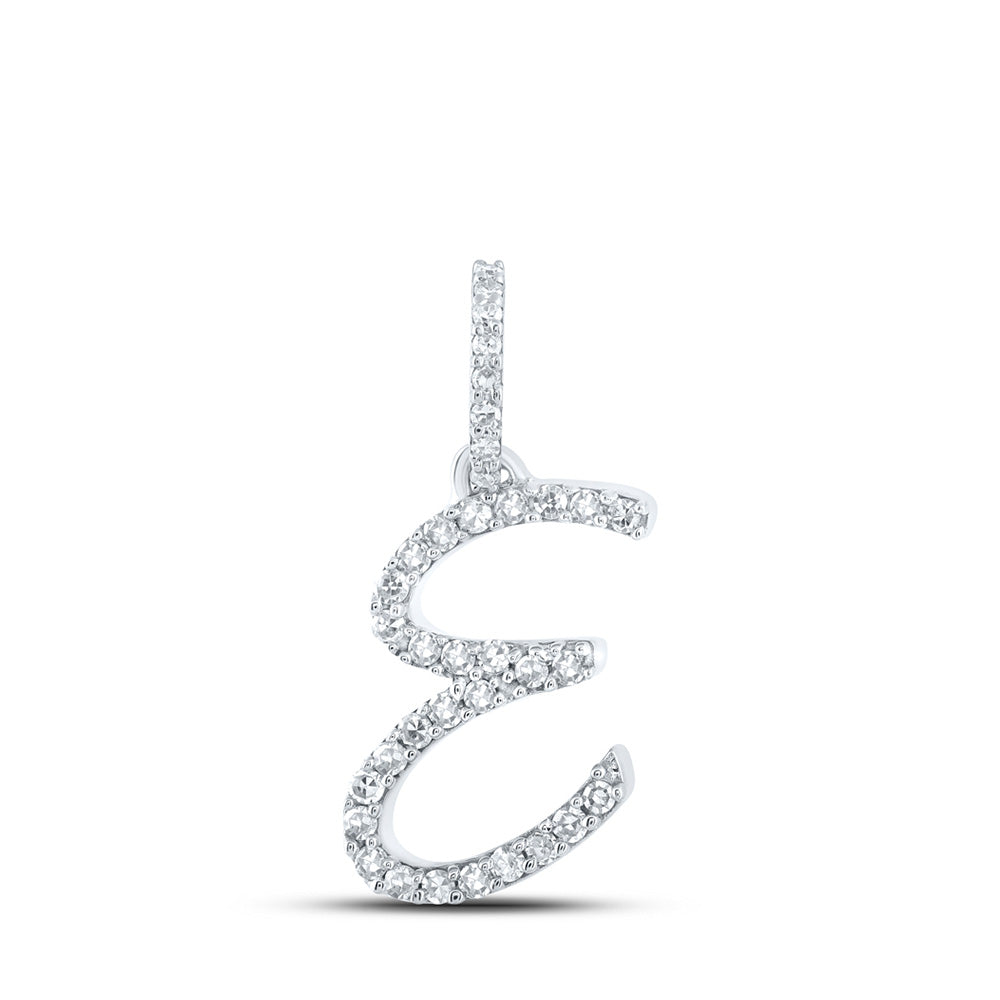 10K Yellow Or White Or Rose Gold Womens Round Diamond E Initial Letter Pendant