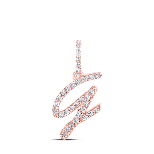 10K Yellow Or White Or Rose Gold Womens Round Diamond G Initial Letter Pendant