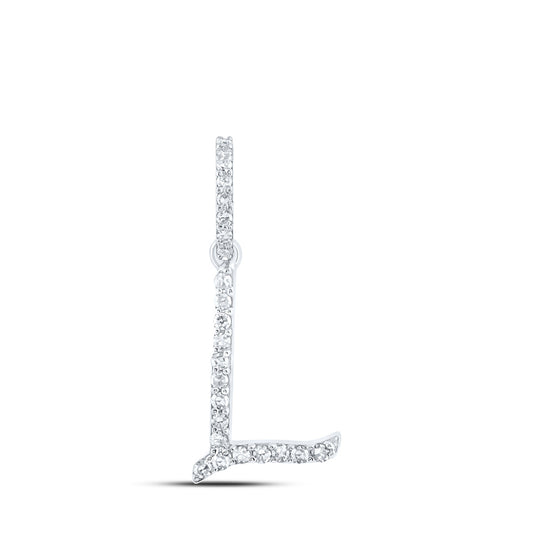 10K White Or Yellow Gold Womens Round Diamond L Initial Letter Pendant