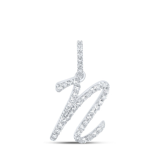 10K Yellow Or White Or Rose Gold Womens Round Diamond N Initial Letter Pendant