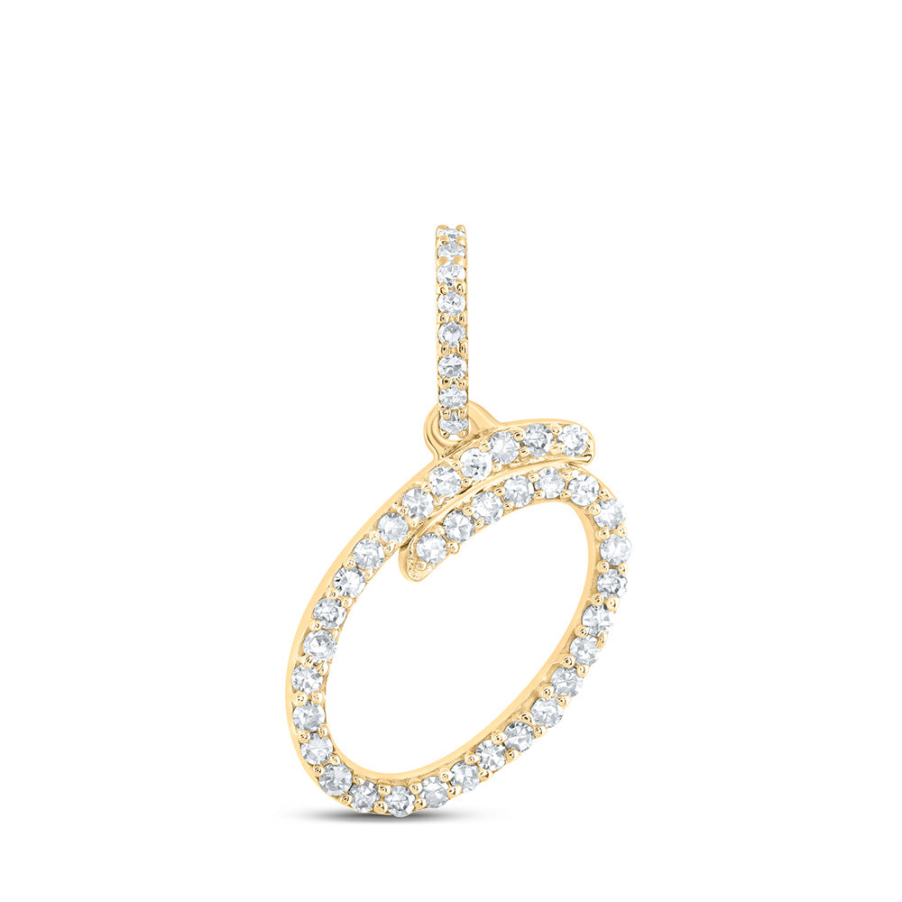 10K Yellow Or White Or Rose Gold Womens Round Diamond O Initial Letter Pendant