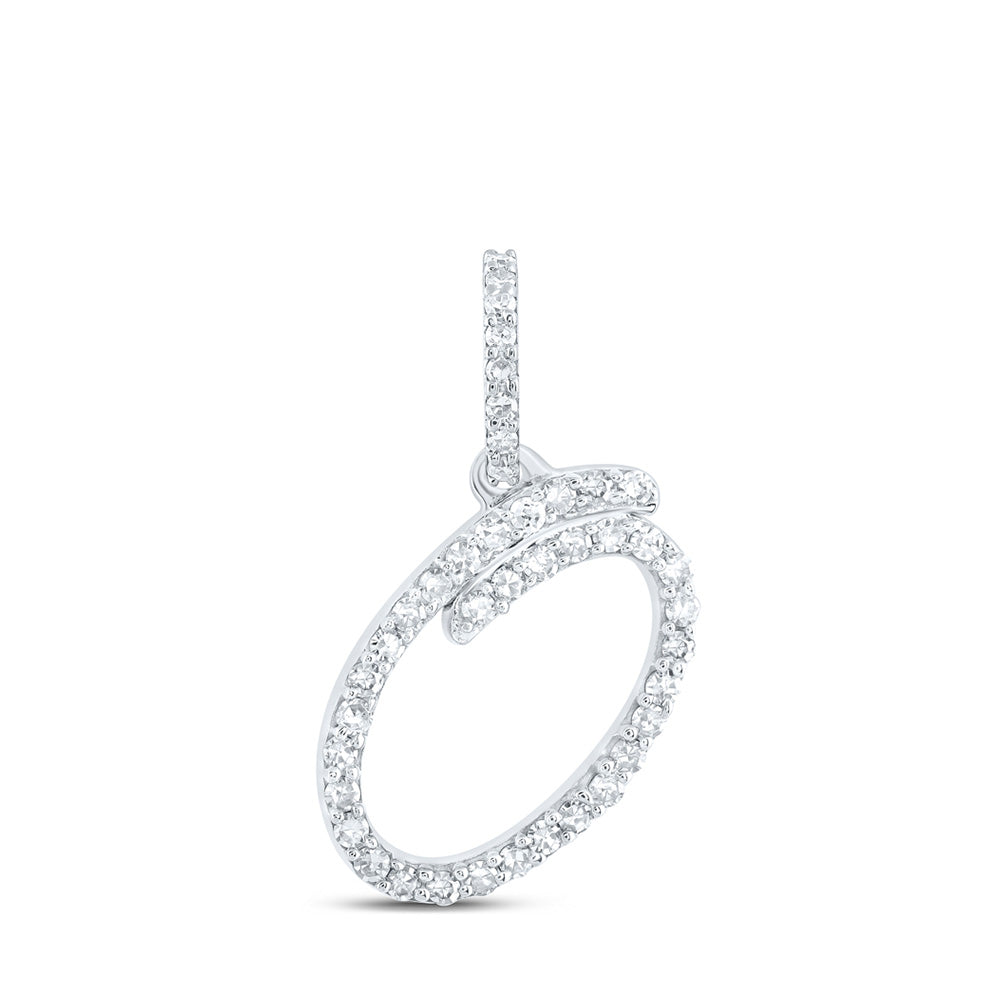 10K Yellow Or White Or Rose Gold Womens Round Diamond O Initial Letter Pendant