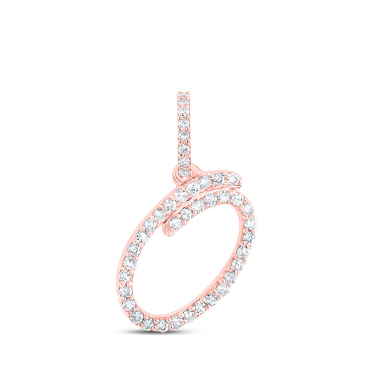 10K Yellow Or White Or Rose Gold Womens Round Diamond O Initial Letter Pendant