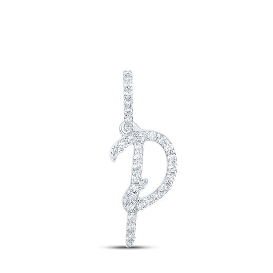 10K Yellow Or White Or Rose Gold Womens Round Diamond P Initial Letter Pendant