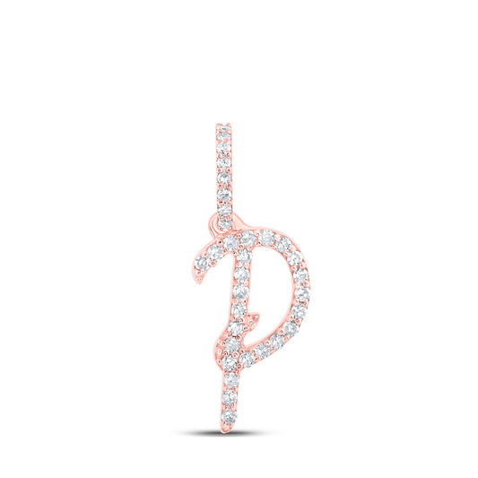 10K Yellow Or White Or Rose Gold Womens Round Diamond P Initial Letter Pendant