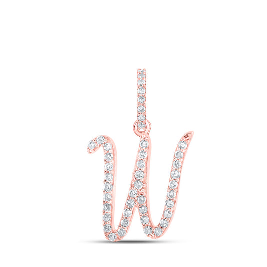 10K Yellow Or White Or Rose Gold Womens Round Diamond W Initial Letter Pendant