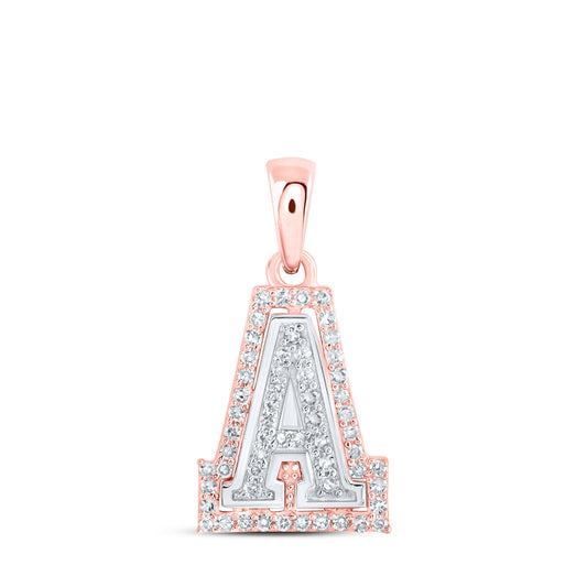 10K Yellow Or Rose Gold Womens Round Diamond A Initial Letter Pendant
