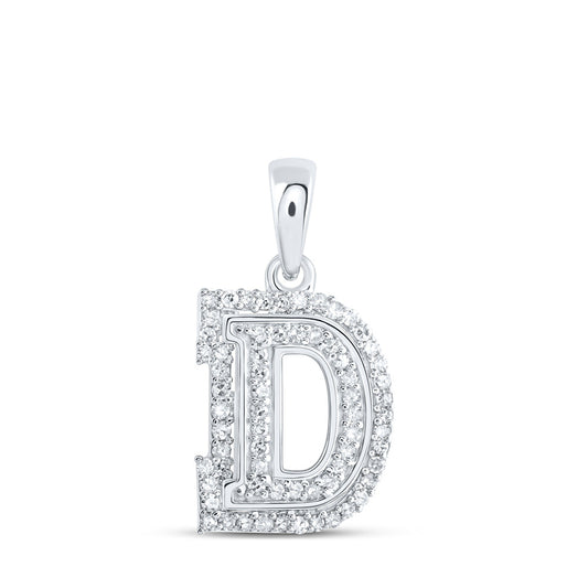 10K Yellow Or White Or Rose Gold Womens Round Diamond D Initial Letter Pendant