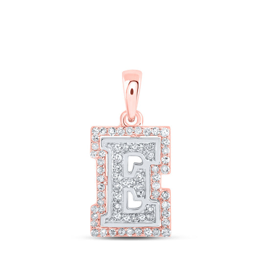 10K Yellow Or White Or Rose Gold Womens Round Diamond E Initial Letter Pendant