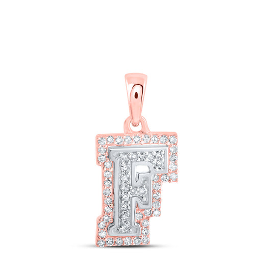 10K Yellow Or White Or Rose Gold Womens Round Diamond F Initial Letter Pendant