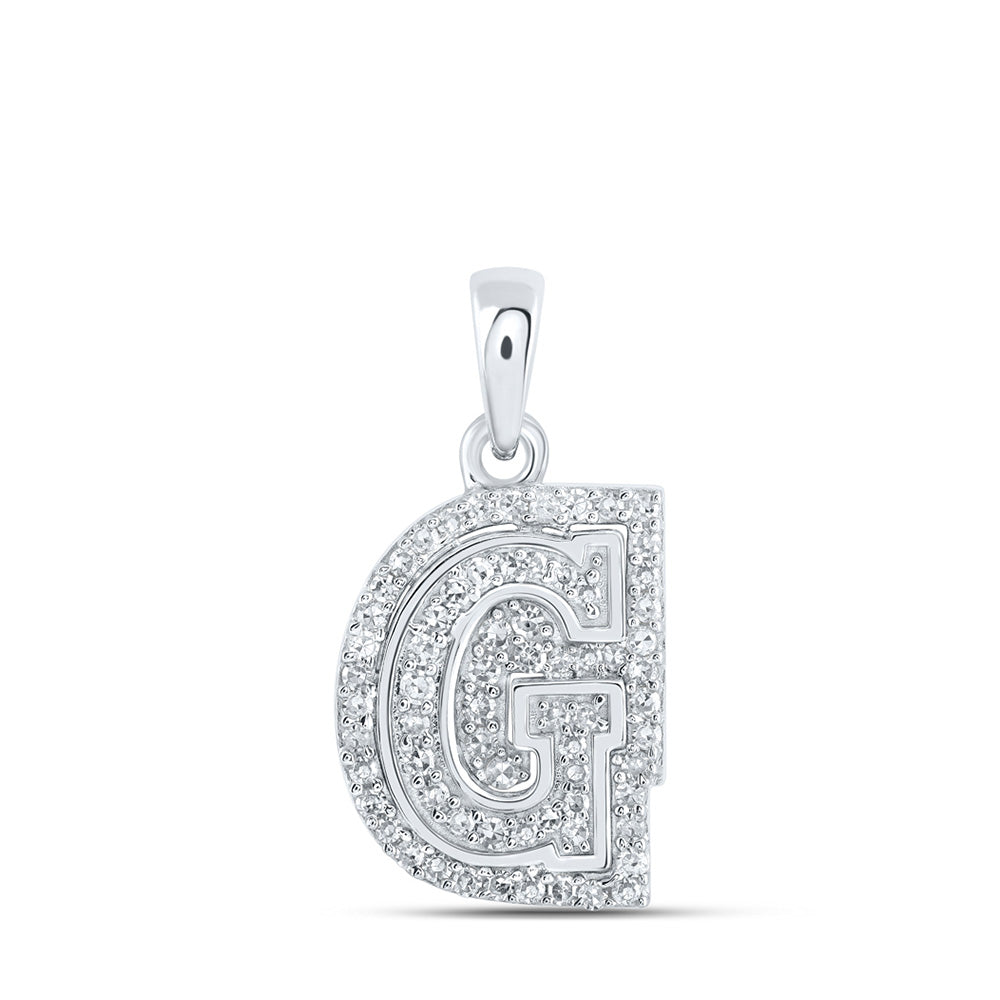 10K Yellow Or White Or Rose Gold Womens Round Diamond G Initial Letter Pendant