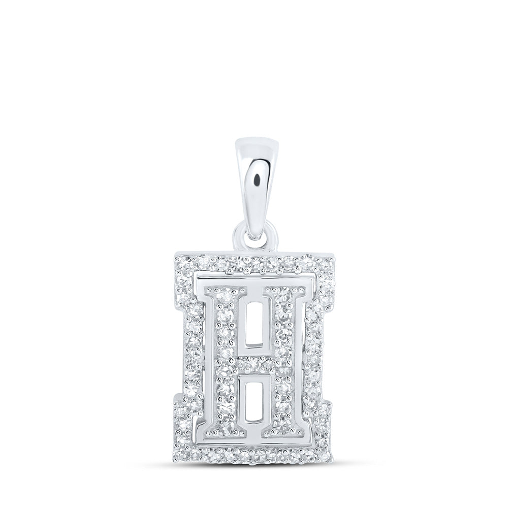 10K Yellow Or White Or Rose Gold Womens Round Diamond H Initial Letter Pendant