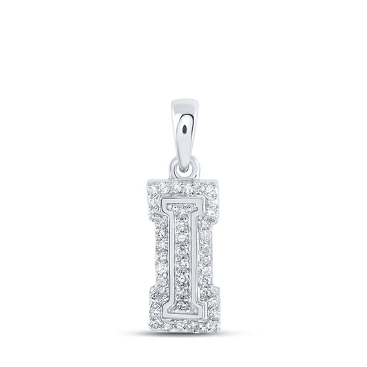 10K Two-tone Gold Womens Round Diamond Initial Letter Pendant