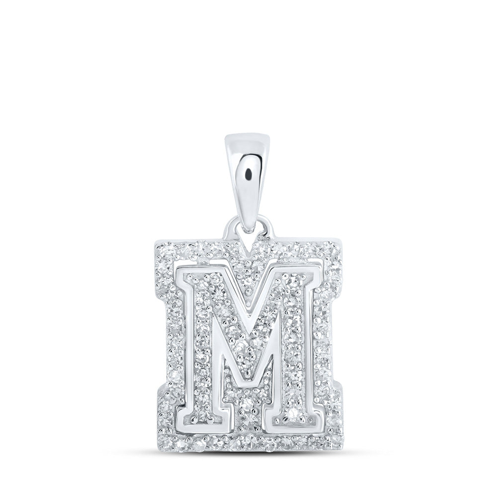 10K Two-tone Gold Womens Round Diamond Initial Letter Pendant