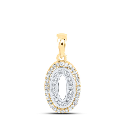 10K Two-tone Gold Womens Round Diamond O Initial Letter Pendant 1/6 Cttw, Length: 0.67 In, Width: 0.35 In
