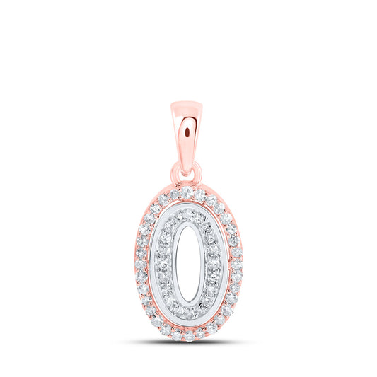 10K Yellow Or White Or Rose Gold Womens Round Diamond O Initial Letter Pendant
