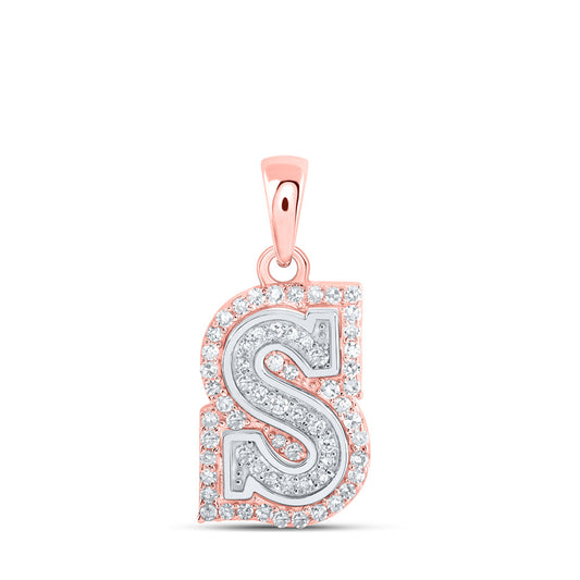 10K Yellow Or White Or Rose Gold Womens Round Diamond S Initial Letter Pendant