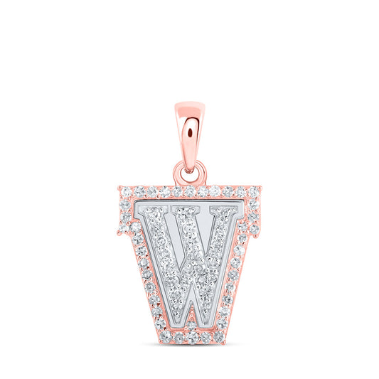 10K Yellow Or White Or Rose Gold Womens Round Diamond W Initial Letter Pendant