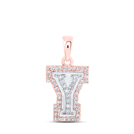 10K Yellow Or White Or Rose Gold Womens Round Diamond Y Initial Letter Pendant