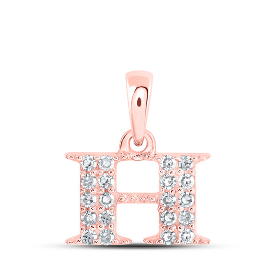 10K Rose Gold Womens Round Diamond Initial Letter Pendant