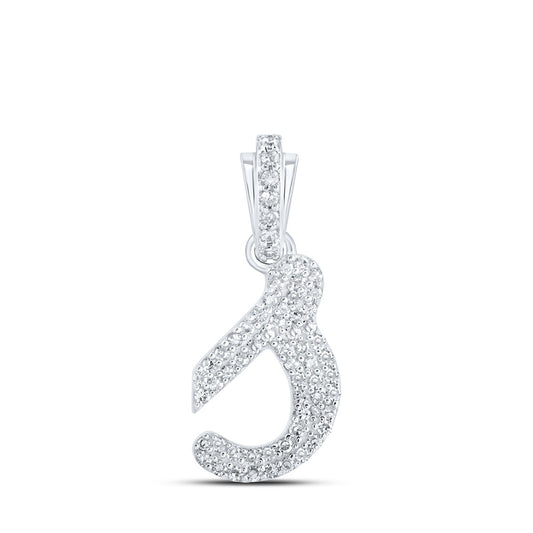 10K White Or Yellow Gold Womens Round Diamond S Cursive Initial Letter Pendant