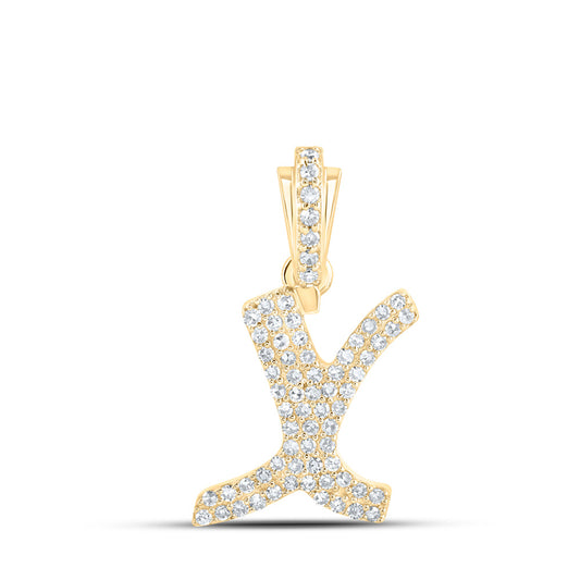 10K White Or Yellow Gold Womens Round Diamond X Cursive Initial Letter Pendant