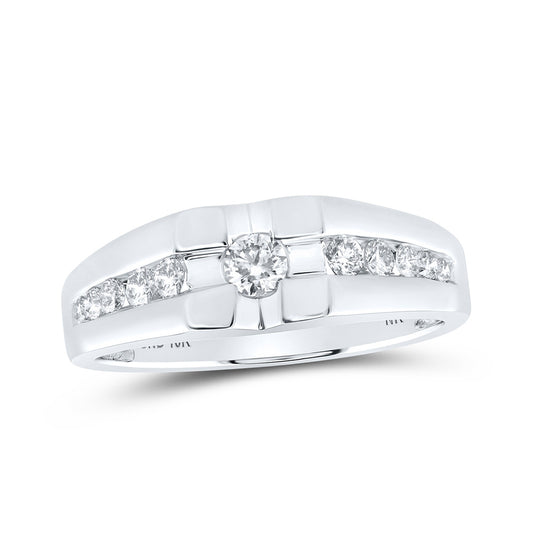 10K Yellow Or White Or Rose Gold Mens Round Diamond Solitaire Band Ring , Mens Size: 7-13