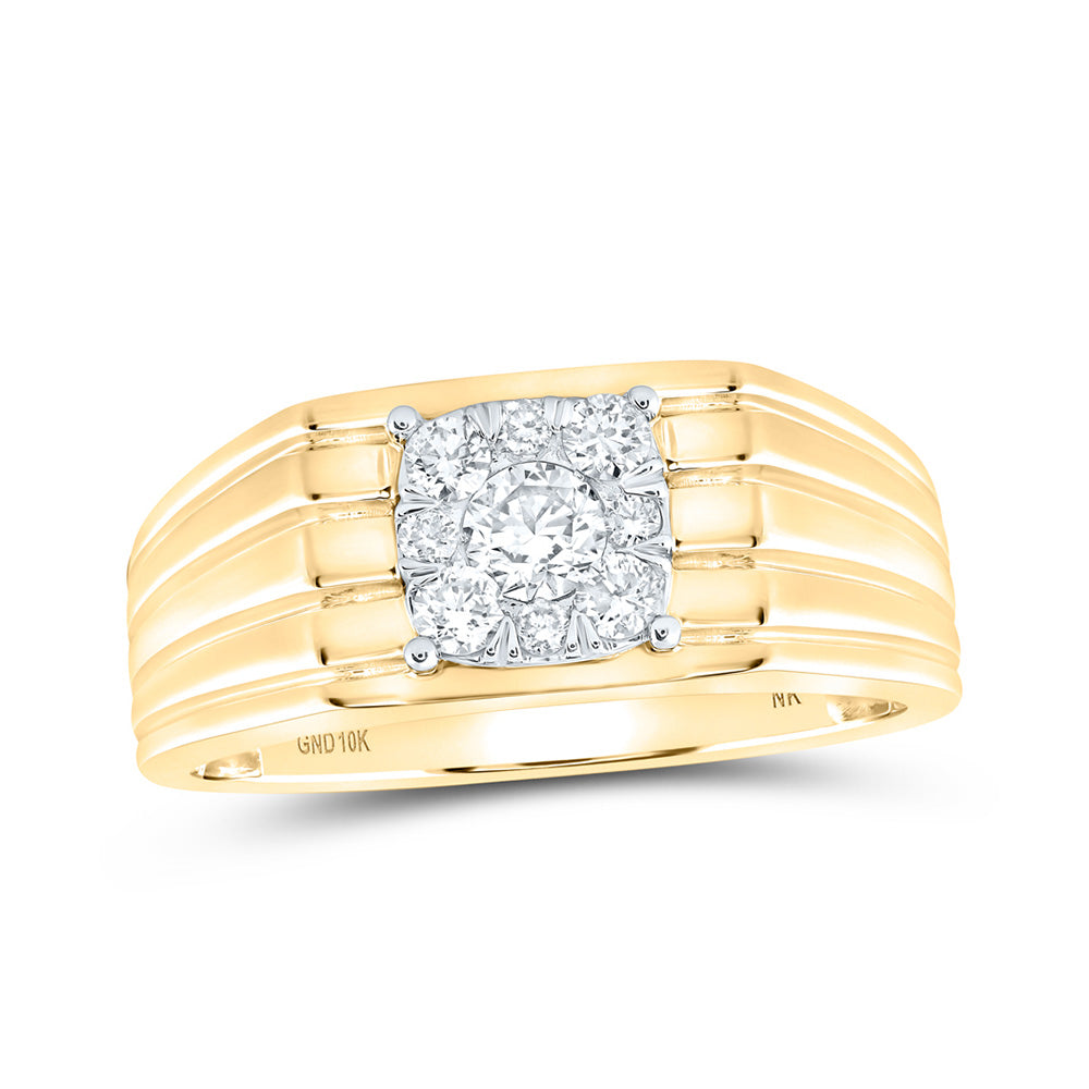10K Yellow Or White Or Rose Gold Mens Round Diamond Solitaire Band Ring , Mens Size: 7-13
