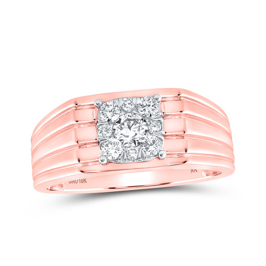 10K Yellow Or White Or Rose Gold Mens Round Diamond Solitaire Band Ring , Mens Size: 7-13