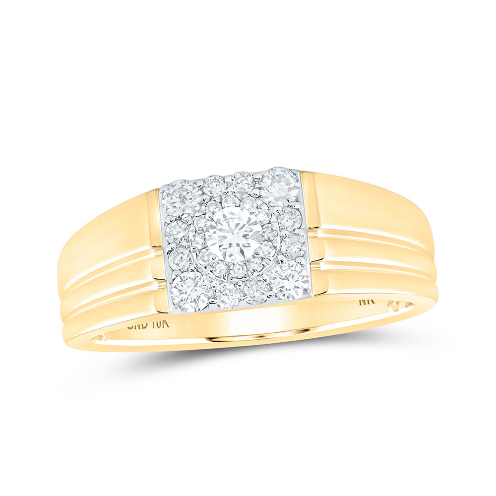 10K Yellow Or White Or Rose Gold Mens Round Diamond Solitaire Band Ring , Mens Size: 7-13