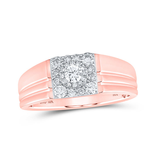 10K Yellow Or White Or Rose Gold Mens Round Diamond Solitaire Band Ring , Mens Size: 7-13